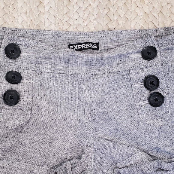 Express Short Shorts Size 0 Linen Grey Low Rise - Picture 4 of 4